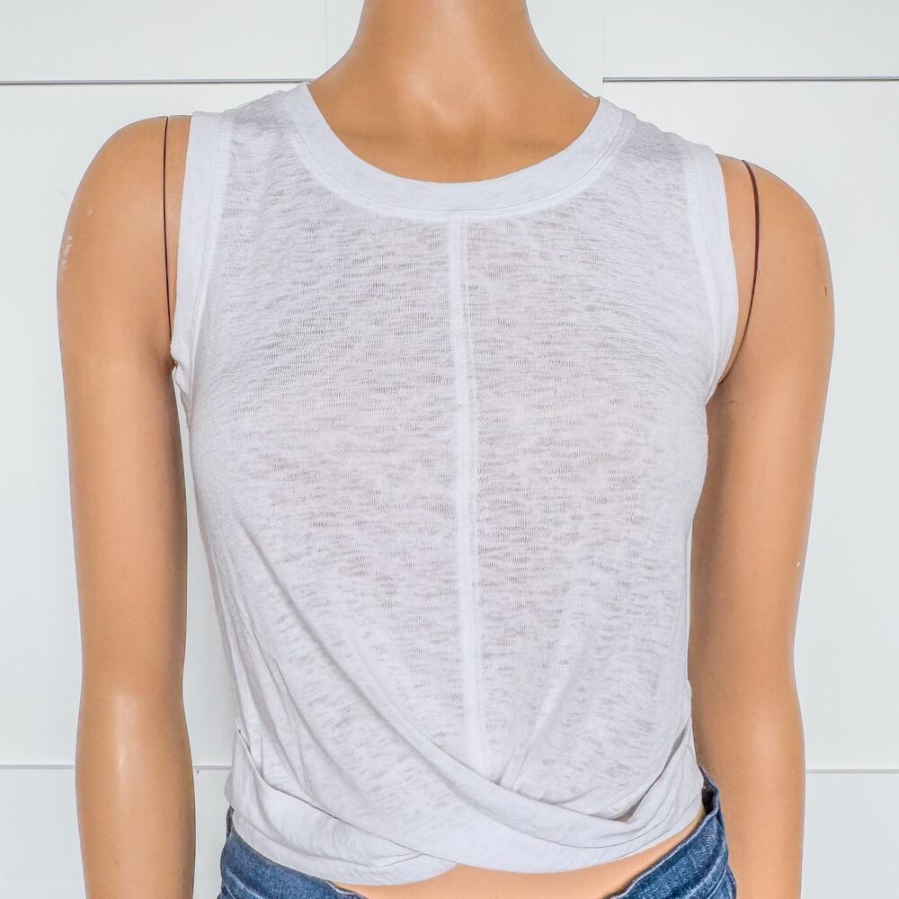 Athleta, White Breezy Linen Like Twist Front Tank, Women’s X-Small, Activewear